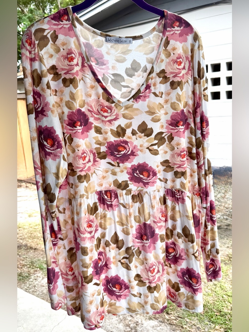 Michelle Mae Long Sleeved Babydoll Tunic Top